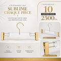Cintres transparents dorés à pinces — Pack 10 pièces
