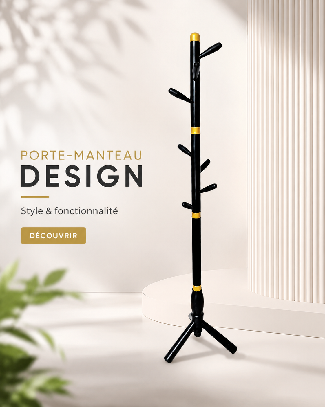 Porte-manteau design noir et doré