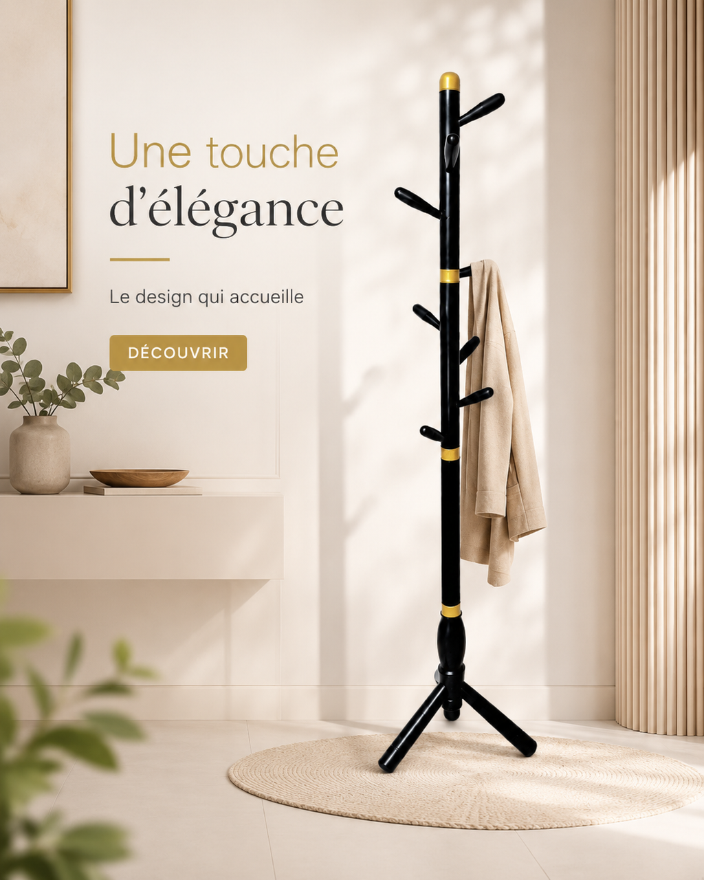 Porte-manteau design noir et doré