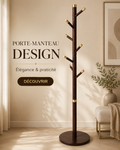 Porte-manteau design effet bois et doré