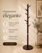 Porte-manteau design effet bois et doré