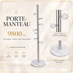 Porte-manteau inox argenté avec base marbre