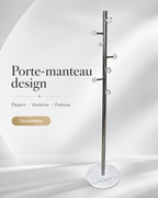 Porte-manteau design chromé avec base effet marbre