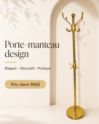 Porte-manteau doré décoratif à crochets multiples